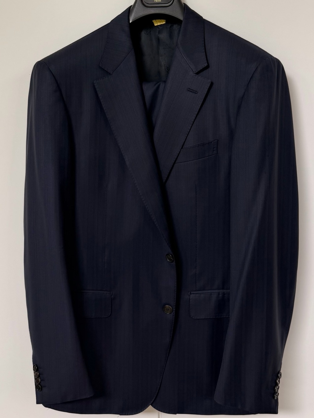 Lanvin Paris Navy Pinstripe 100% Wool Suit | Made in Italy | Size 46R | 2-Piece